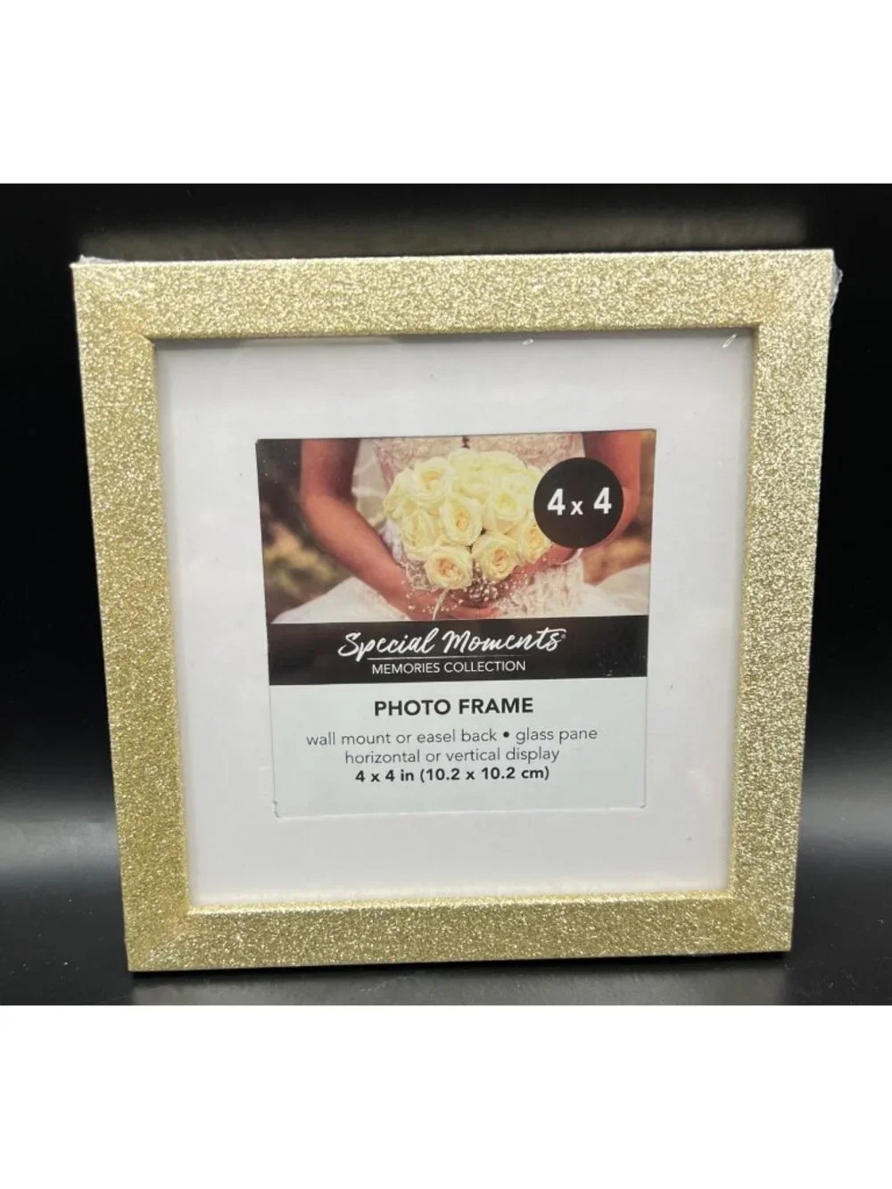 18 Special Moments 4x4 Glitter Gold Photo Frames Horizontal/Vertical Wedding Dec